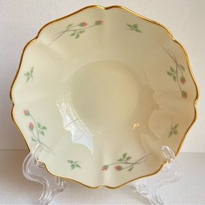 Lenox Rose Manor pink floral all purpose bowl dish scalloped rim with gold trim